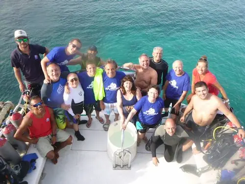 Foto del grupo de buceadores en Curazao, noviembre 2016