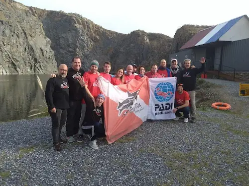 Foto del grupo de buceadores en Tandil, junio 2018